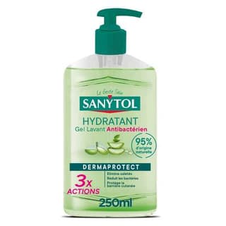 Sanytol Gel lavant Antibactérien Hydratant - Aloe Vera & Thé Vert BIO, 250ml