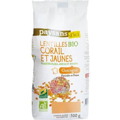 3760278861853 - Paysans d'ici - Commerce Equitable - Lentilles corail et jaunes Bio de Gascogne 
