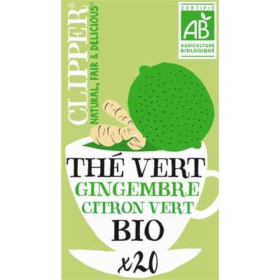 Clipper Thé Vert Gingembre Citron Vert Bio - 20 sachets, 35g