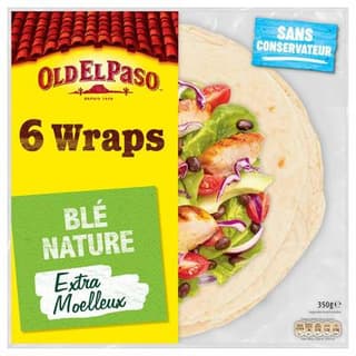 Old el Paso 6 galettes wraps de blé nature, 350g