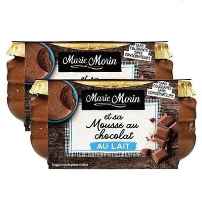 Marie Morin Mousse au chocolat au lait, Lot de 2x100g