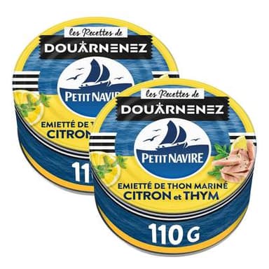 Petit Navire Emietté de thon mariné citron et thym, Lot de 2x110g