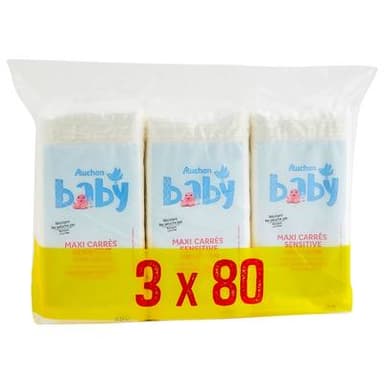 COSMIA BABY Maxi carrés 100% coton sensitive, 240 cotons