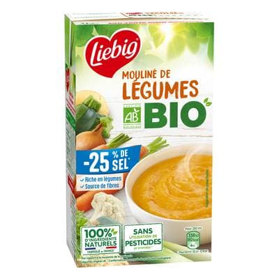 Liebig Mouliné 6 Légumes Variés Bio Soupe liquide en brique familiale, 1L