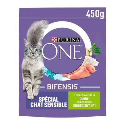 Purina - One Croquettes Dinde Spécial chat sensible pour chat adulte, 450g