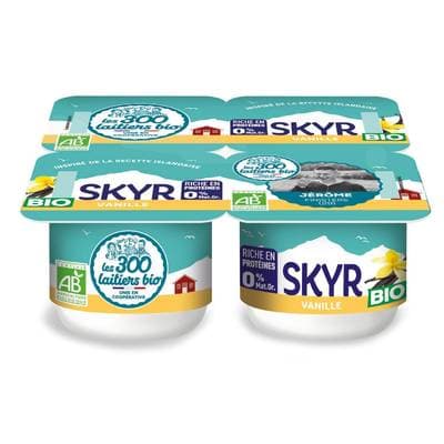 Les 300 laitiers bio Skyr vanille bio, 4x100g