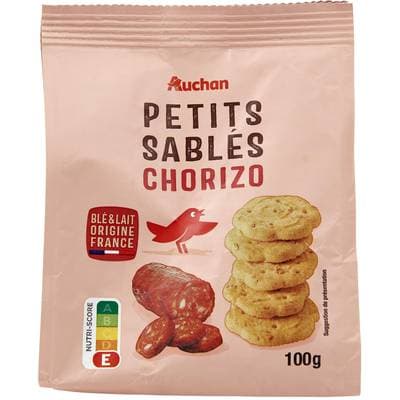 Auchan Petits sablés saveur chorizo, 100g