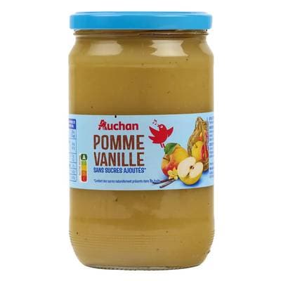 Auchan Spécialité pomme vanille sans sucres ajoutés en bocal, 710g