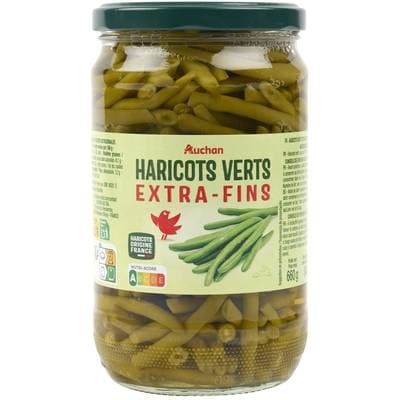 Auchan Haricots verts extra fins en bocal, 345g