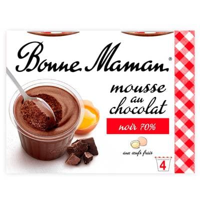 Bonne Maman Mousse au chocolat Noir Intense, 4x50g