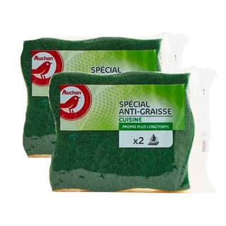 Auchan Eponges grattantes anti- graisse, Lot de 2x2 éponges
