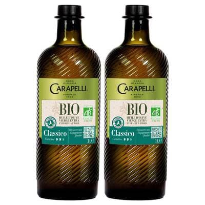 Carapelli Huile d'Olive Vierge Extra Classico Bio, Lot de 2x1L