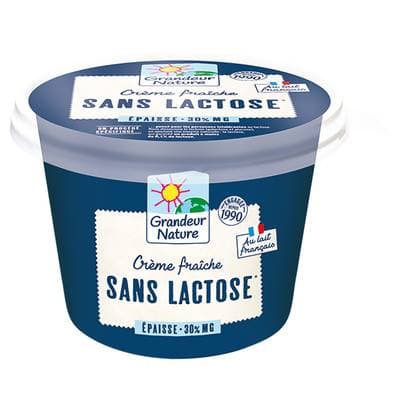 Grandeur nature Crème Fraîche sans lactose bio 30% de M.G, 20cl