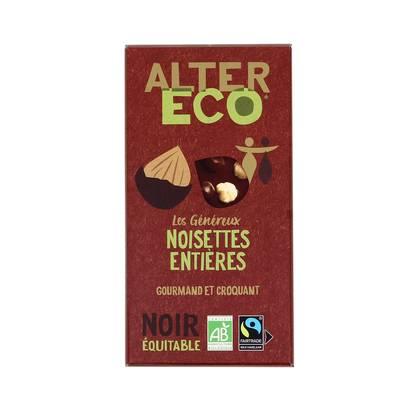Alter Eco - Commerce Equitable - Chocolat noir noisettes entières 50% Cacao Bio du Pérou