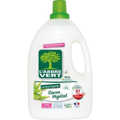 L'arbre Vert Lessive hypoallergénique au savon végétal, 3,015L