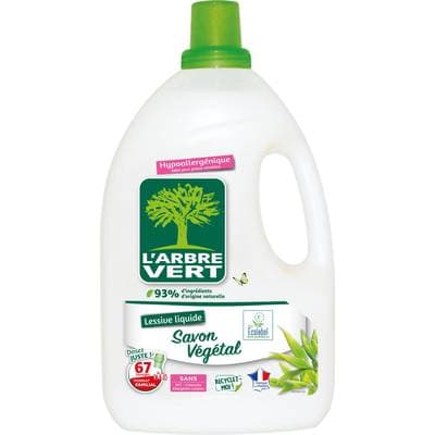 L'arbre Vert Lessive hypoallergénique au savon végétal, 3,015L
