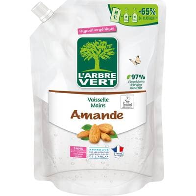 L'arbre Vert Liquide vaisselle main recharge Amande, 1L