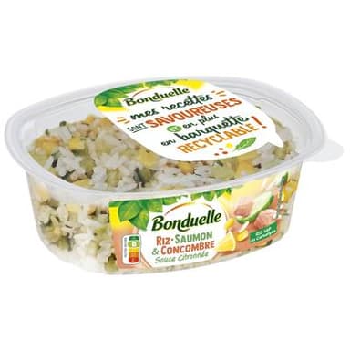 Bonduelle Salade Riz Saumon et Concombre Sauce Citronnée, 280g