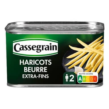 Cassegrain Haricots beurre Extra Fins cueillis et rangés main, 220g