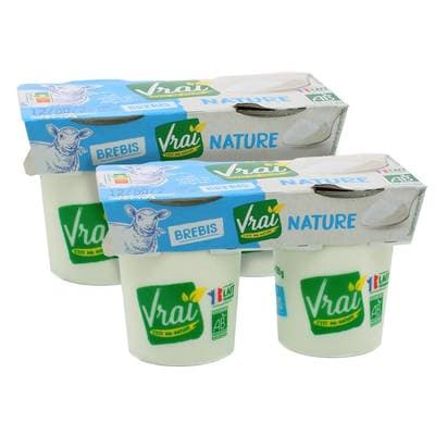 Vrai Yaourt au lait de brebis nature Bio, Lot de 2 - 2x125g