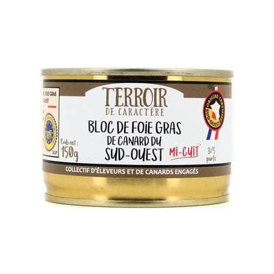 Terroir de Caractère Bloc de Foie Gras de Canard IGP Sud-Ouest, 2/4 parts - 120g
