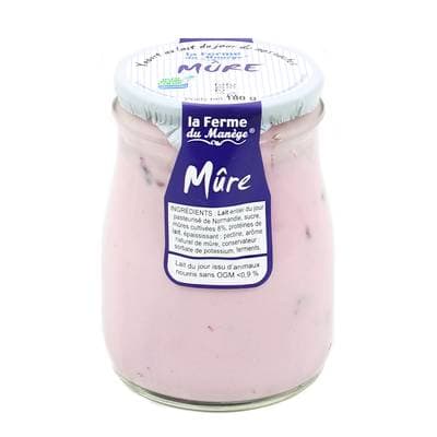 La Ferme du manège Yaourt Mûre au lait entier, 180g