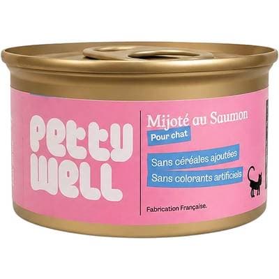 Petty Well Boîte Pâtée Saumon sans céréales pour chat, 85g