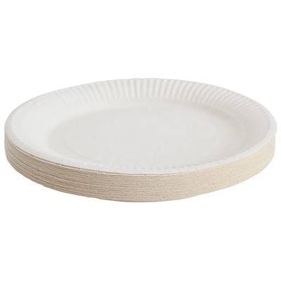 Auchan Assiettes jetables blanc 23 cm, 50 assiettes