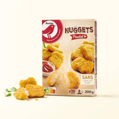 Auchan Nuggets de Poulet Sans Huile de Palme, 10 pièces - 200g