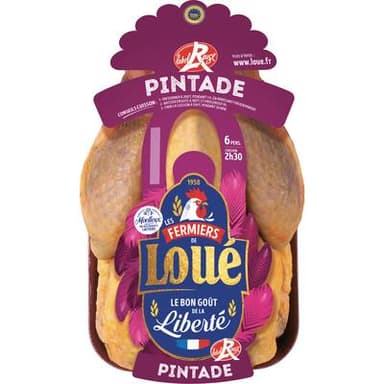 Loué Pintade Entière Prête à Cuire Label Rouge, 1.25kg