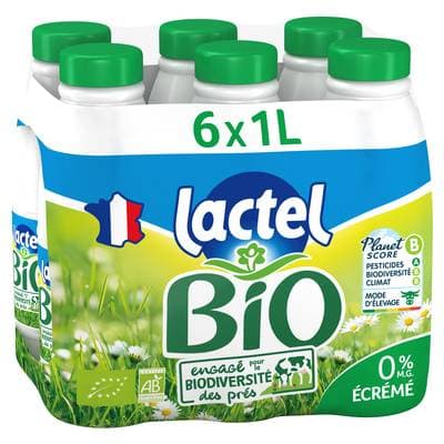 Lactel Lait Bio écrémé 0% mg, 6x1L