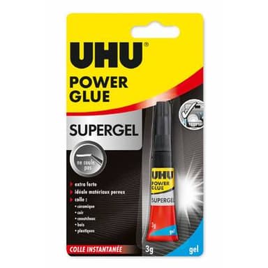 Uhu Tube de colle power glue ultra rapide supergel, 3 g