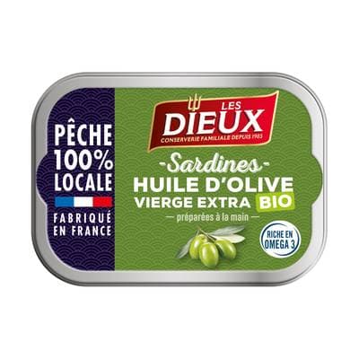 Les Dieux Sardines à l'huile d'olive bio, 115g