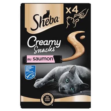 Sheba - Creamy Snacks Snack Saumon MSC Friandise pour Chat Adulte, 4x12g