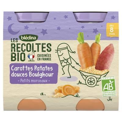 Blédina - Les Récoltes Bio - Carottes, Patates Douces, Boulgour Bio Pots Bébé Dès 8 mois
