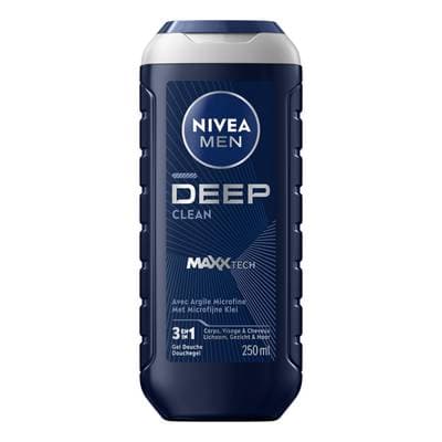Nivea Men Gel Douche Deep Clean 3en1, avec argile microfine, 250ml