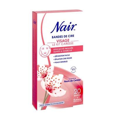Nair Bande de  cire spécial visage, mono-bandes de cire froide, 20 bandes