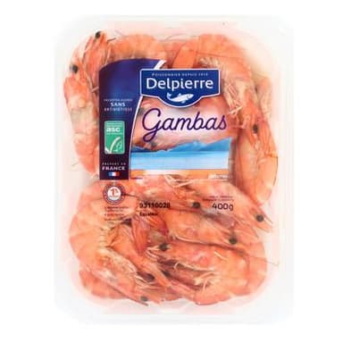 Delpierre Gambas entières cuites 30/40, 400g