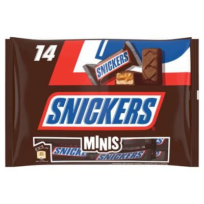 Snickers Mini barres chocolatées aux cacahuètes grillées et caramel, 275g