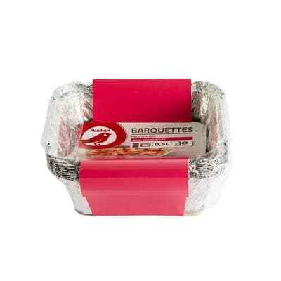Auchan Barquettes alu profondes+ couvercles, 10 barquettes