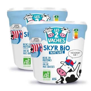 Les 2 Vaches Skyr Bio Nature 0%mg, Lot de 2x825g