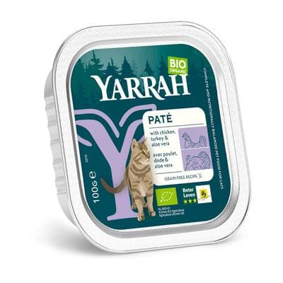Yarrah Barquette Terrine poulet dinde bio pour chat adulte, 100g