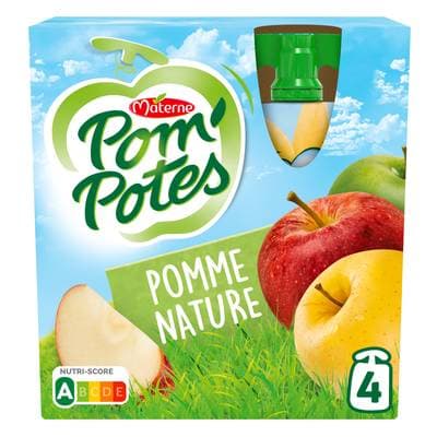 Pom Potes Pomme nature, 4 gourdes de 90g