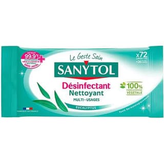 Sanytol Lingettes désinfectantes multi usages, 72 lingettes
