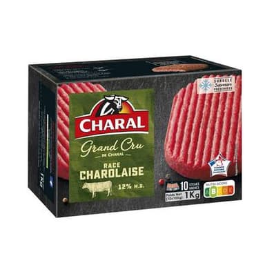 Charal Steaks hachés de Charolais 15%mg, 10x100g