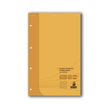 Auchan Bloc étudiant perforé A4 21x31,5 cm petits carreaux, 160 pages 80g