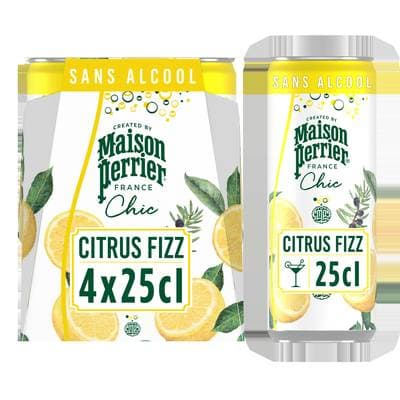 Maison Perrier Chic Boisson Gazeuse Aromatisée Citrus Fizz, 4x25cl