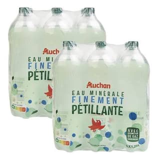 Auchan Eau minérale naturelle gazeuse, Lot de 2 - 6x1,25L