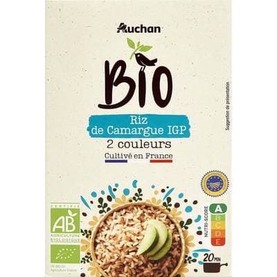 Auchan BIO Duo de riz de Camargue IGP 2 couleurs Bio en vrac, 500g