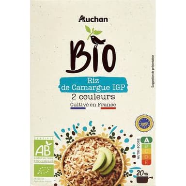 Auchan BIO Duo de riz de Camargue IGP 2 couleurs Bio, 500g